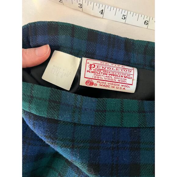 Vintage Pendleton Womens 8 Tartan Plaid Skirt Blue Green 100% Virgin Wool Pencil - Picture 3 of 11